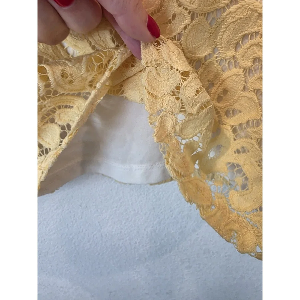 Charter Club Sz XL Soft Daffodil Yellow Sleeveless Lace Lined Blouse Spring Luxe - Picture 3 of 6